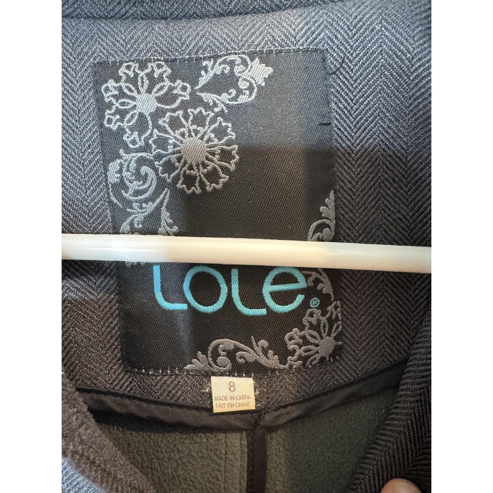Lole Coat Womens 8 Gray Herringbone Fleece Lined Button Front Winter Jacket